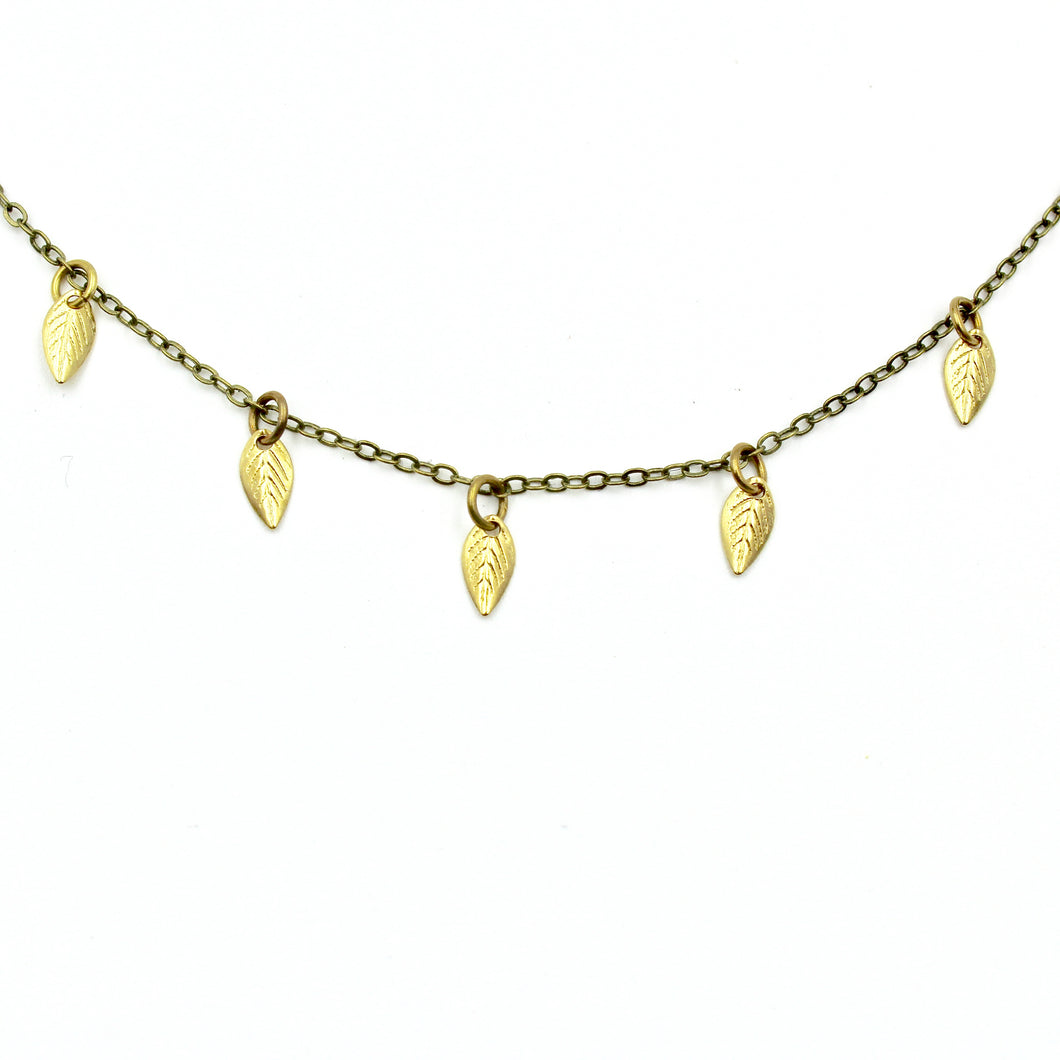 Sprinkle Necklace - Brass Leaf