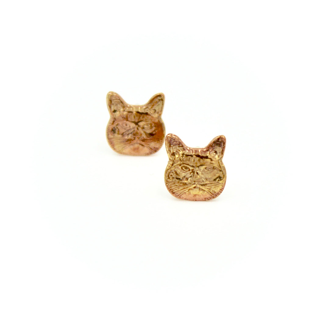 Cat Earrings - Brass