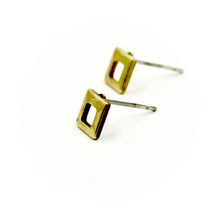 Open Square Earrings - Brass